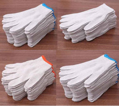 12 Pack Natural White String Grip Knit Cotton Work Gloves, XS/Small/Medium/Large