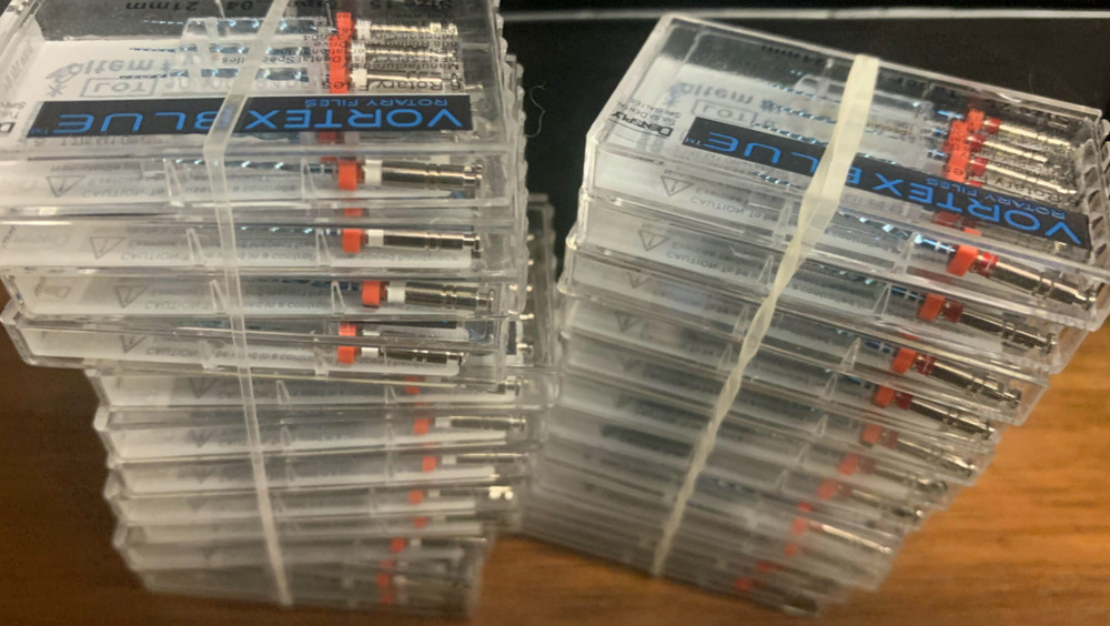 50pk 25mm .04 #15 Vortex Blue Rotary Files Dentsply Tulsa Dental Root Canal Lot