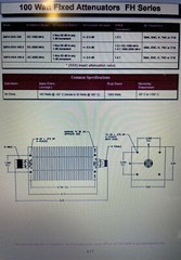JFW Industries 50FH-020-100-3, 20dB RF Attenuator Fixed 100 Watts DC To 3000 MHz