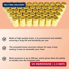 50PCS 7328 Hose Ferrules Brass Fitting, 0.656in ID x 1in Long Repair Ferrules fo
