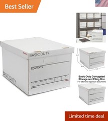 Corrugated File Box Lift Off Lid, Letter/Legal Size, White/Black, 10/Pack