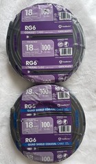 Southwire 56918443 100 ft. RG6 Quad Shield Black CM Coaxial Cable Lot Of 2