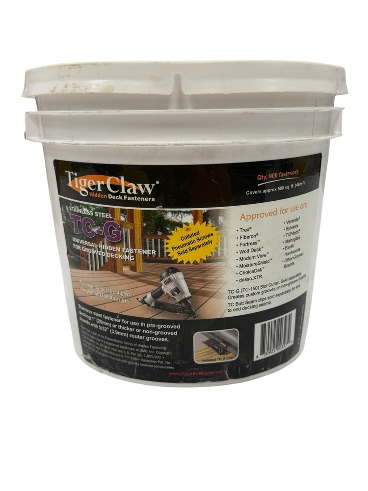 Tiger Claw TC-G Hidden Deck Fasteners, Bulk Pail ~225 Clips Left