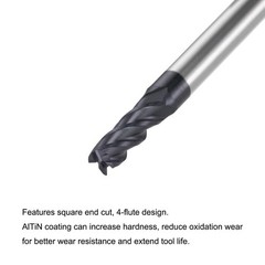 3.5mm Dia 4mm Shank HRC45 Carbide AlTiN Coated 4 Flute Square Nose End Mill 2pcs
