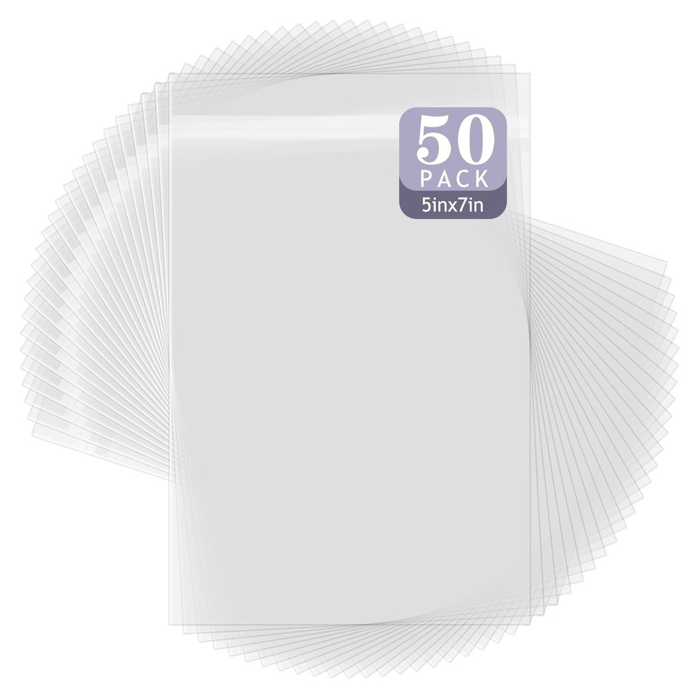 50 Pack 5×7 Clear Photo Print Sleeves Acid-Free Crystal Clear Photo Art Storage