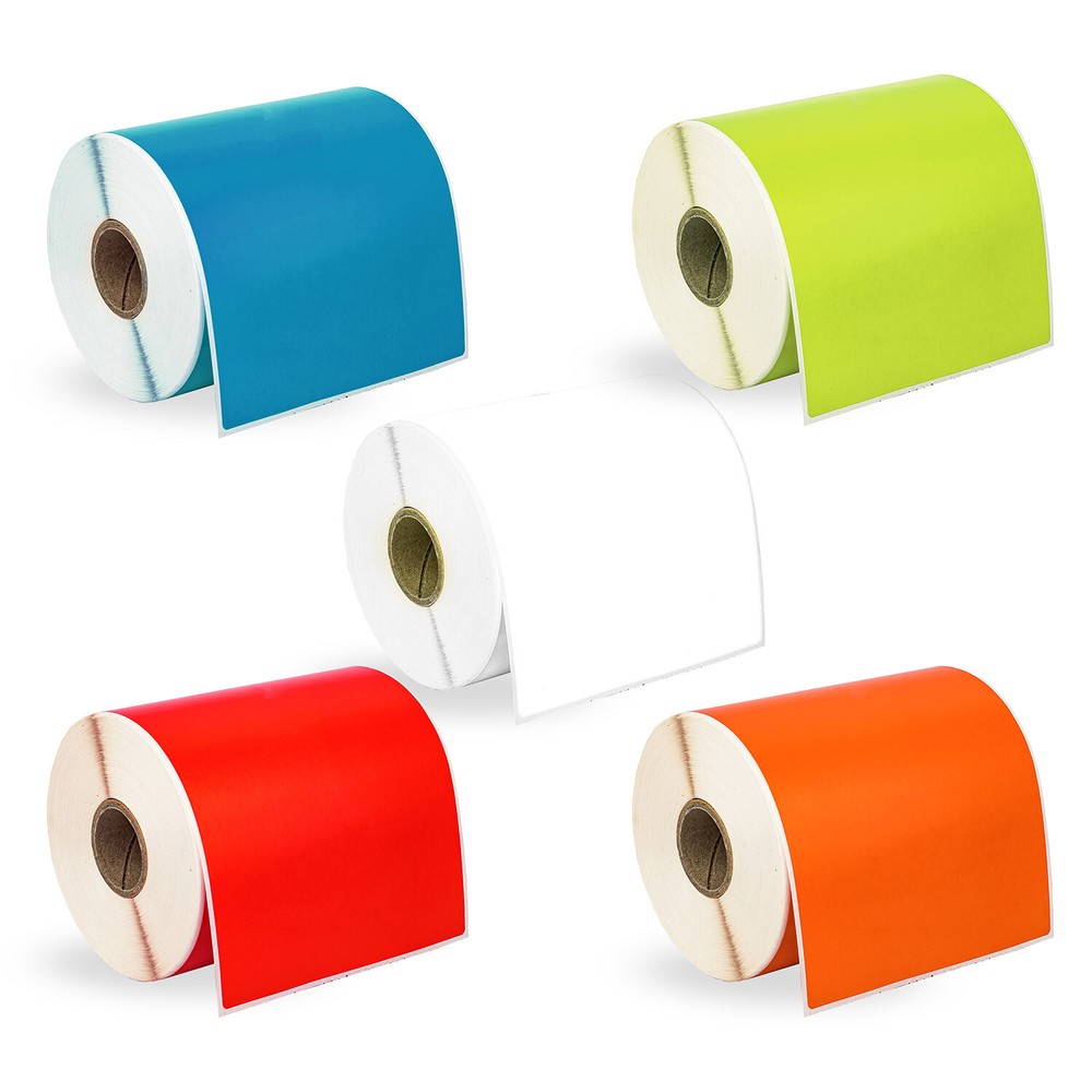 ZEBRA 4×6 COLOR Labels 1″ Core 5 Rolls:1 ea BLUE GREEN WHITE RED ORANGE