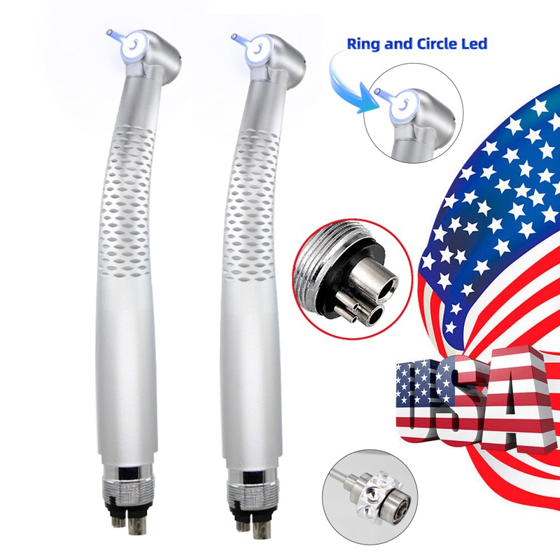 2pcs Dental 5 Water Spary Shadowless Ring LED High Speed Handpiece 4HOLES