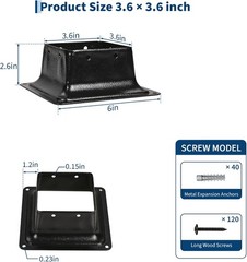 4×4 Post Base Bracket 10 Pcs 3.6″ x 3.6″ Heavy Duty for Wood Post Anchor