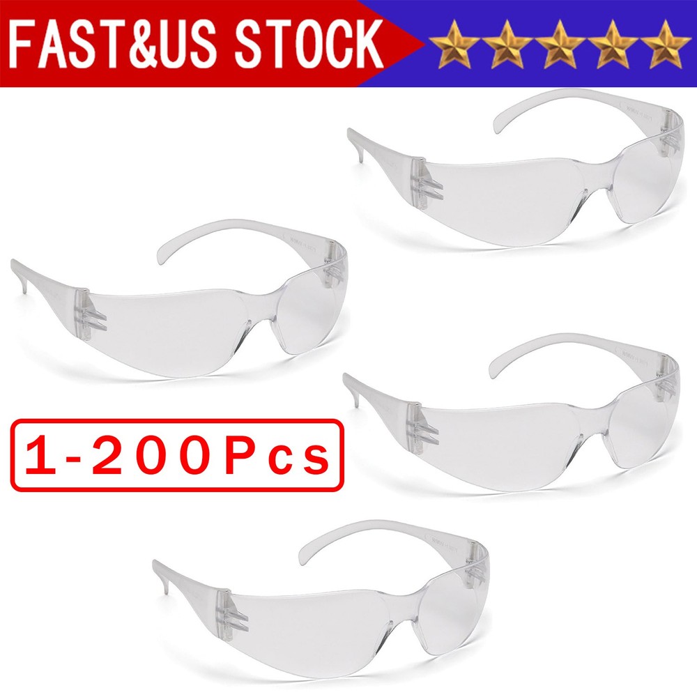 1-200 PAIR PACK Protective Safety Glasses Clear Lens Work UV ANSI Z87 Lot of 12