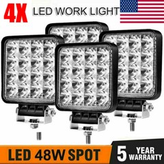4pcs LED Work Light SPOT Lights For Truck Off Road Tractor 12V 24V Square 48W