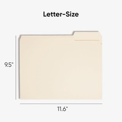 Letter Size Manila Folders, 1/3-Cut Tab, 100 Pack