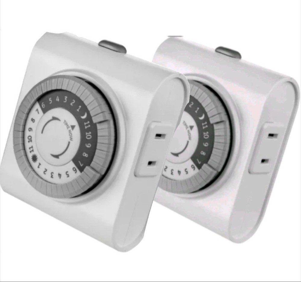 (2 Pack) – GE UltraPro Indoor Mechanical Timer – 24hr – Each w/2 Outlets – White