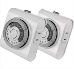 (2 Pack) – GE UltraPro Indoor Mechanical Timer – 24hr – Each w/2 Outlets – White
