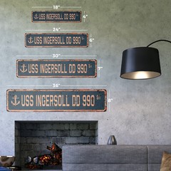 USS INGERSOLL DD 990 Vintage Street Sign us navy ship veteran sailor rustic gift