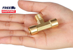 2 Pack 1/4″ NPT Brass Tee Pipe Fitting T Shape Connectors 1/4″ NPT Female X 1/4″