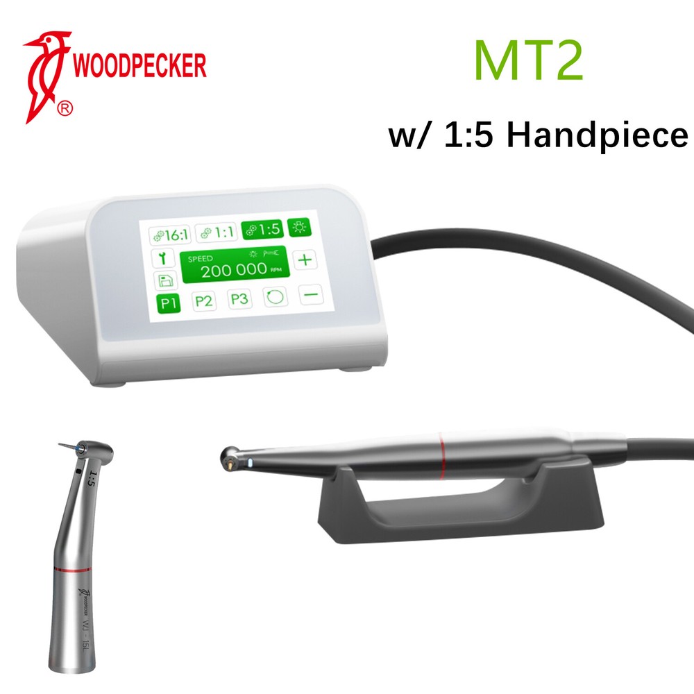 Woodpecker MT2 Electric Dental Motor + 1:5 High Speed Handpiece Contra Angle