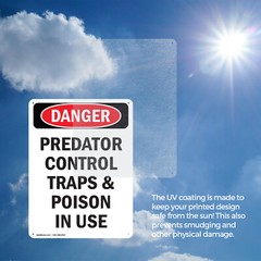 (2 Pack) Portrait Predator Control Traps OSHA Danger Sign Decal Metal Plastic