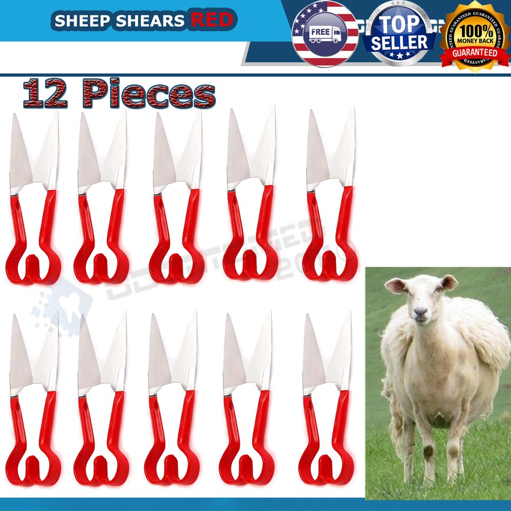 12 PROFESSIONAL NEW SHEEP SHEARS CALF GOATS BEST FOR HAIR & WOOL CUTTING RED ODM