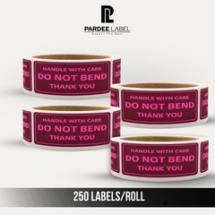 Do Not Bend Stickers 1” x 3” Neon Pink 250 Labels Per Roll