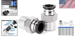 Versatile 3/8″ Diameter Push-to-Connect Fittings with 1/4″ NPT Threads – 2 Pack