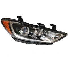 2017-2018 Hyundai Elantra Halogen Headlights Pair Clear Lens Black Housing
