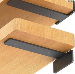 2 Pk Bracket Floating Hidden L Shelf Support Black 8″ x 3.2″ Hardware .2″ Thick