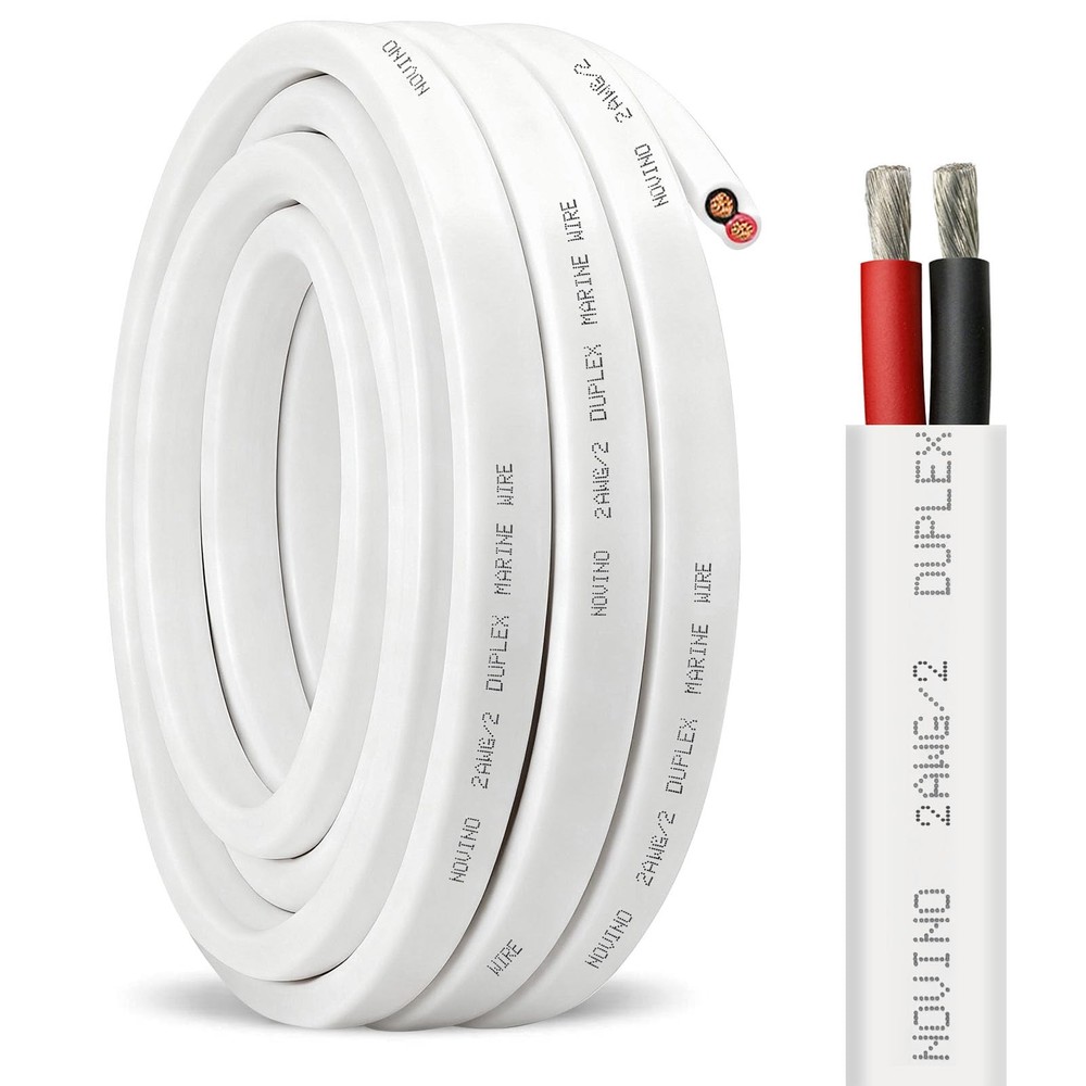 2 Gauge Marine Wire Duplex Grade Wire,2 AWG 5ft Tinned 5 ft, White