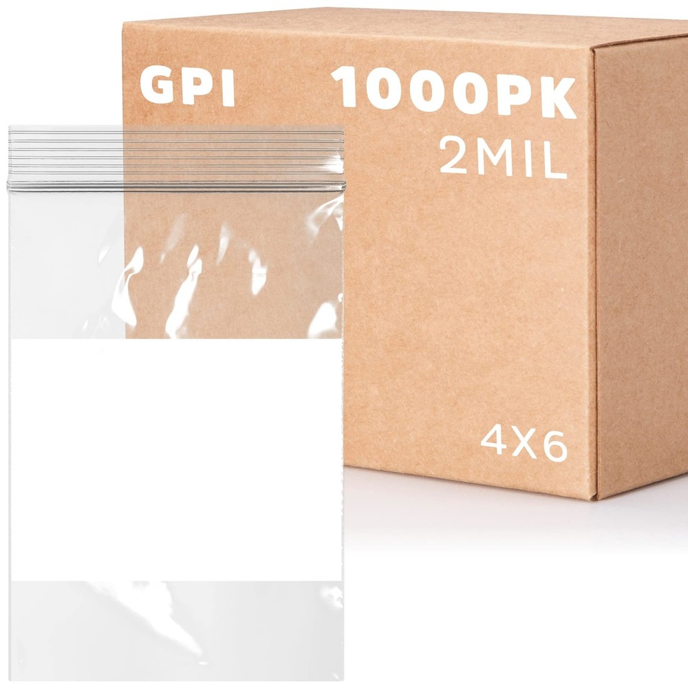 Clear Plastic Reclosable Zip Bags – Case of 1000 4″ x 6″ 2 mil Thick Strong &…