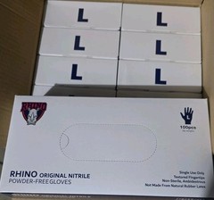 Rhino Original Nitrile Size Large Powder Free Gloves-one case of 1000 gloves