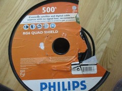 RG-6 Quad Shield Phillps SDW5250O/17 Coaxial Cable – Black Partial Spool 150′