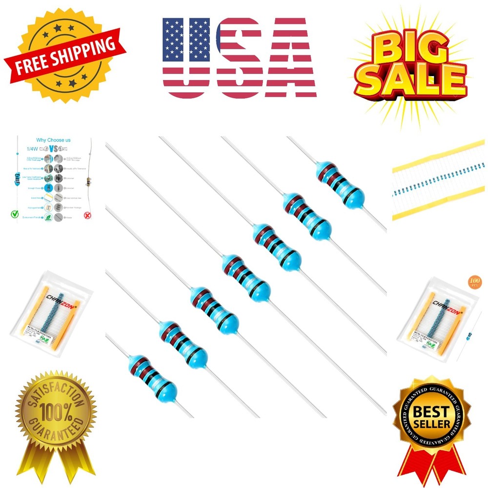 100pcs 1/4W 0.25W 2.2 Ω ohm 2r2 Metal Film Fixed Resistor 0.01 ±1% Tolerance …