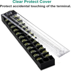 12-Positions Dual Row 600V 15A Screw Terminal Blocks Pre-Insulated Barrier Strip