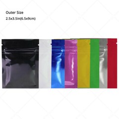 2.5×3.5in Many Colors Glossy Clear Front Mylar Foil Flat Zip Lock Pouch Bag M
