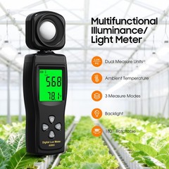 Digital Illuminance Lux Meter 0~200000 Lux Range with 180º Rotating Sensor Li…