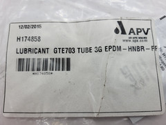 APV SPX H174858, LUBRICANT GTE703 TUBE 3G EPDM-HNBR-FP, 0579G
