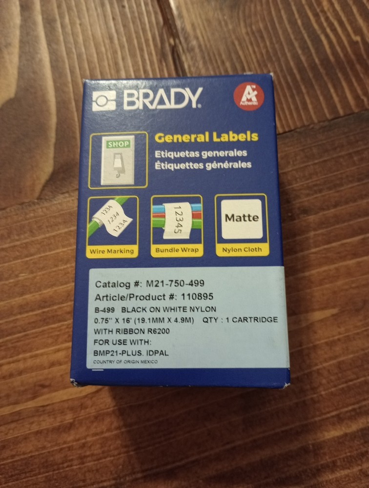 Brady M21750499 Label Tape – Black on White