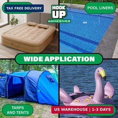 HOOK UP Vinyl Cement – Waterproof Pool Liner Repair Glue for Vinyl & PVC, Fast-D