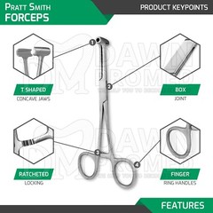Pratt Smith Hemostatic Forceps 6″ T-shaped Jaws With Tissue Grasping Serrations