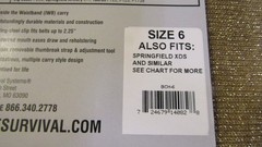 ELITE SURVIVAL SYSTEMS #BCH-6 INSIDE WAISTBAND HOLSTER SIZE-6 NEW, AMBIDEXTROUS