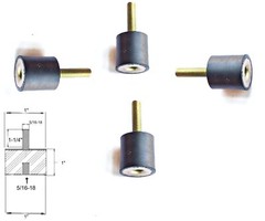 4 Rubber Vibration Isolator Mounts (1 Dia x 1″ Thk) 5/16-18 x 1-1/4″ Long Stud