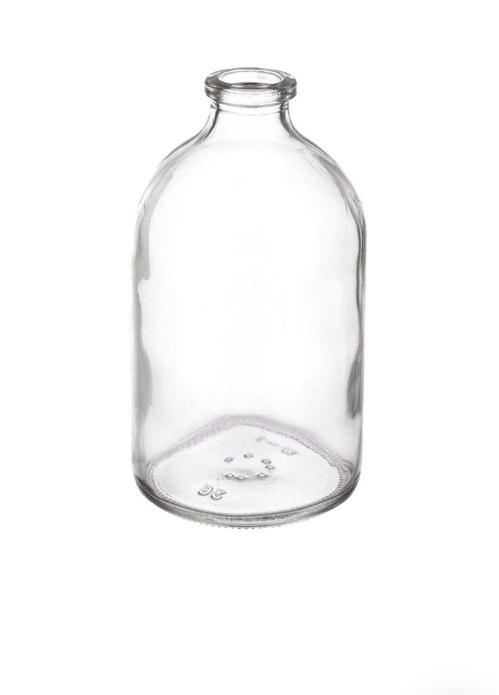 2X 100ml Molded Clear Glass Serum Vials 20mm Crimp Top ( 2 round bottles)
