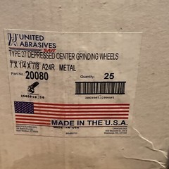 United Abrasives 20080 A24R 7×1/4×7/8 Long Life Metal Grinding Wheel 25 pack