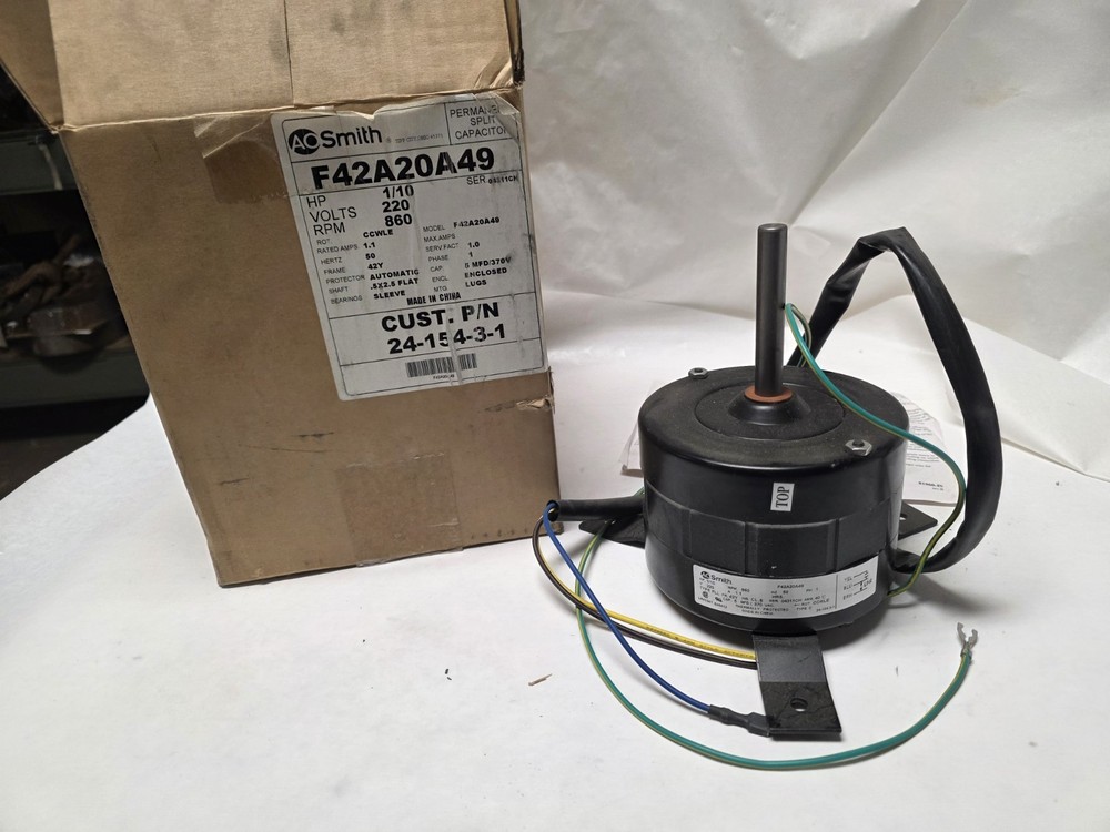 A.O. Smith Model F42A20A49 1/10 HP 230 V 1 PH 860 RPM 42Y Fr. Fan/Blower Motor