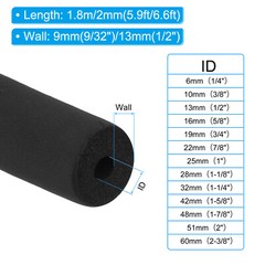 3/8″(10mm) x 6Ft Pipe Insulation Foam Tube Pipe Cover Wrap Roll Bar Padding
