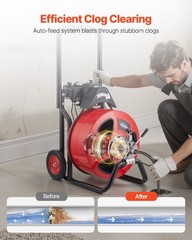 VEVOR Drain Cleaner Machine Electric Drain Auger 100 FT x 3/4 In Auto Feed