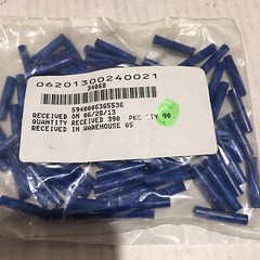 AMP 34068 Qty 90ea Nylon Butt Splice Terminal 16-14 AWG Wire Size, Blue
