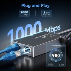 Dual-Port Starlink Ethernet Adapter for Gen 2 (2 Devices), 1Gbps High-Speed N…