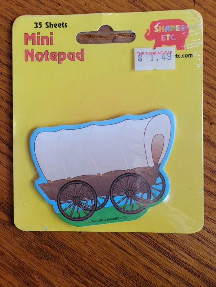 Prairie Conestoga Wagon Mini Notepad 35 Sheets Sealed Shapes NEW 2004 Vtg