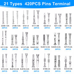 420PCS Connector Pins 21 Types Electrical Wire Terminal Kit,18PCS Extractor Tool