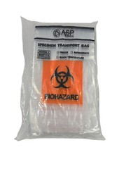 ASP Medical Specimen Transport Bags 6″ x 9″ 100 Count Zip Closure Biohazard